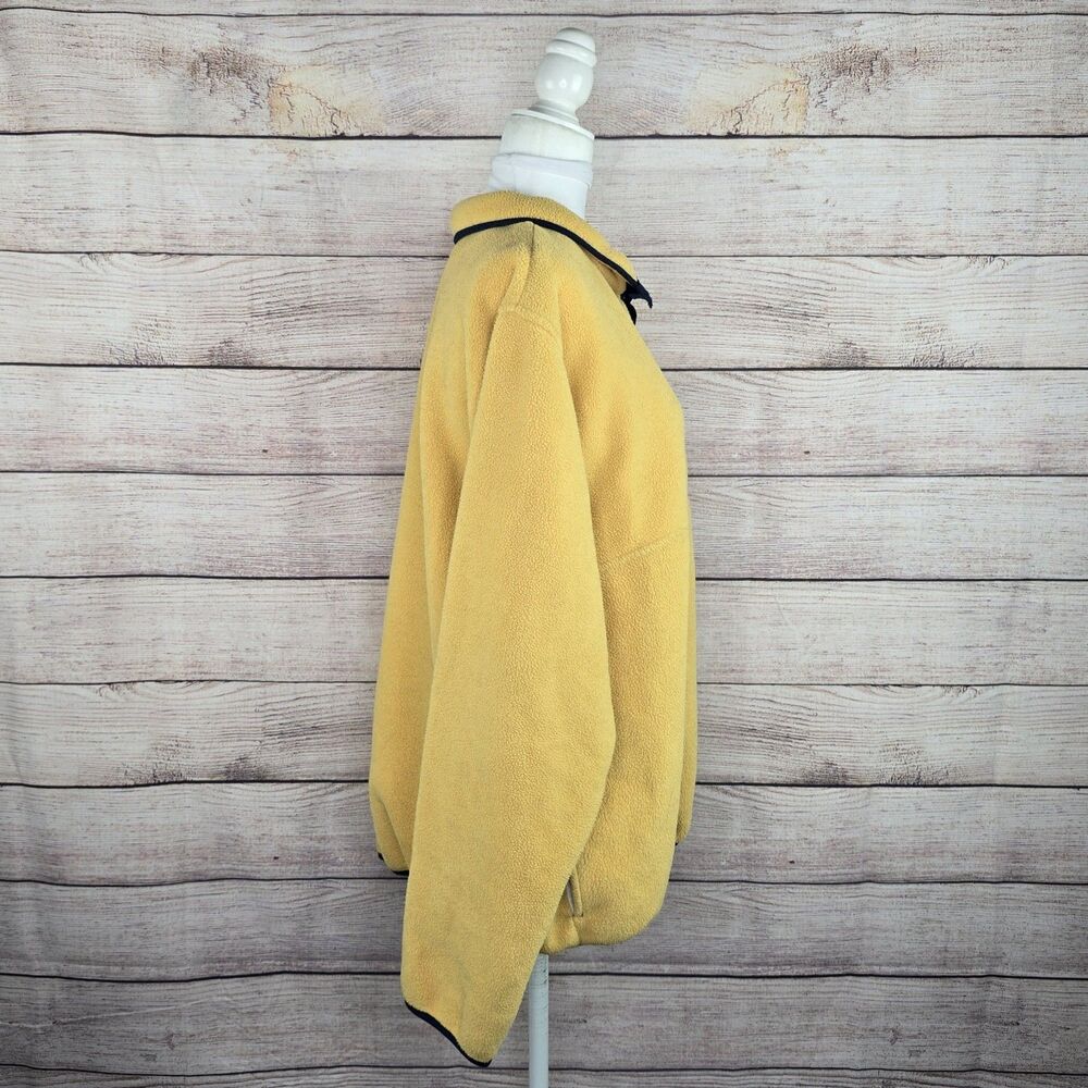 Vintage Men's L.L. Bean Regular Trail Model Fleece Snap Pullover XL 90s Yellow - Picture 5 of 8
